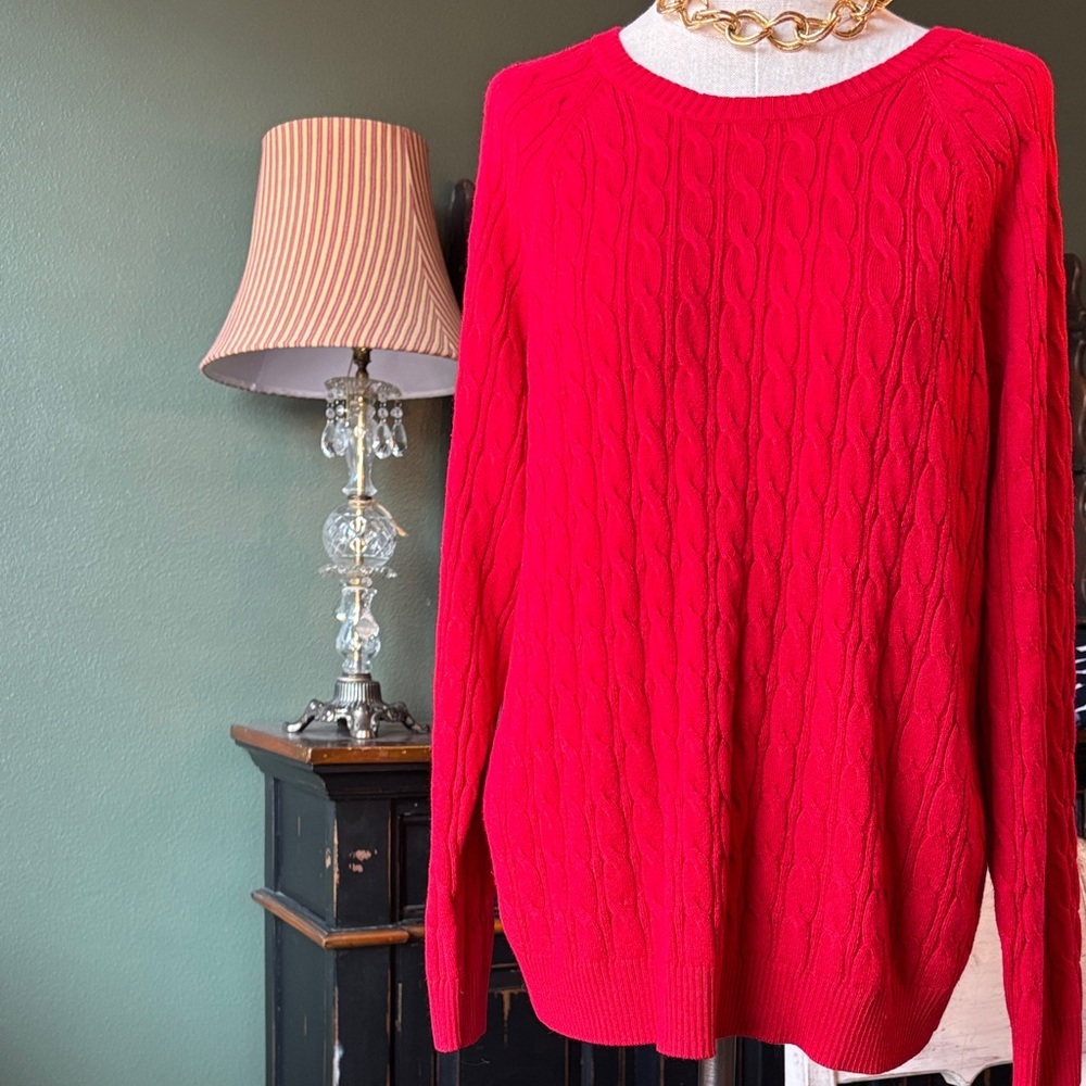 Women's Red Cable Knit Sweater Croft & Barrow